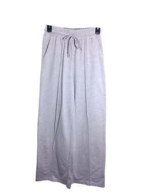 Wide-Leg Drawstring Lounge Pants Light Gray Soft & Stretchy Fabric Size S